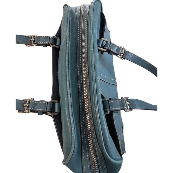 Coach Vintage Soft Smooth Leather Teal Blue Hampton Satchel #F11198 - Picture 10 of 16